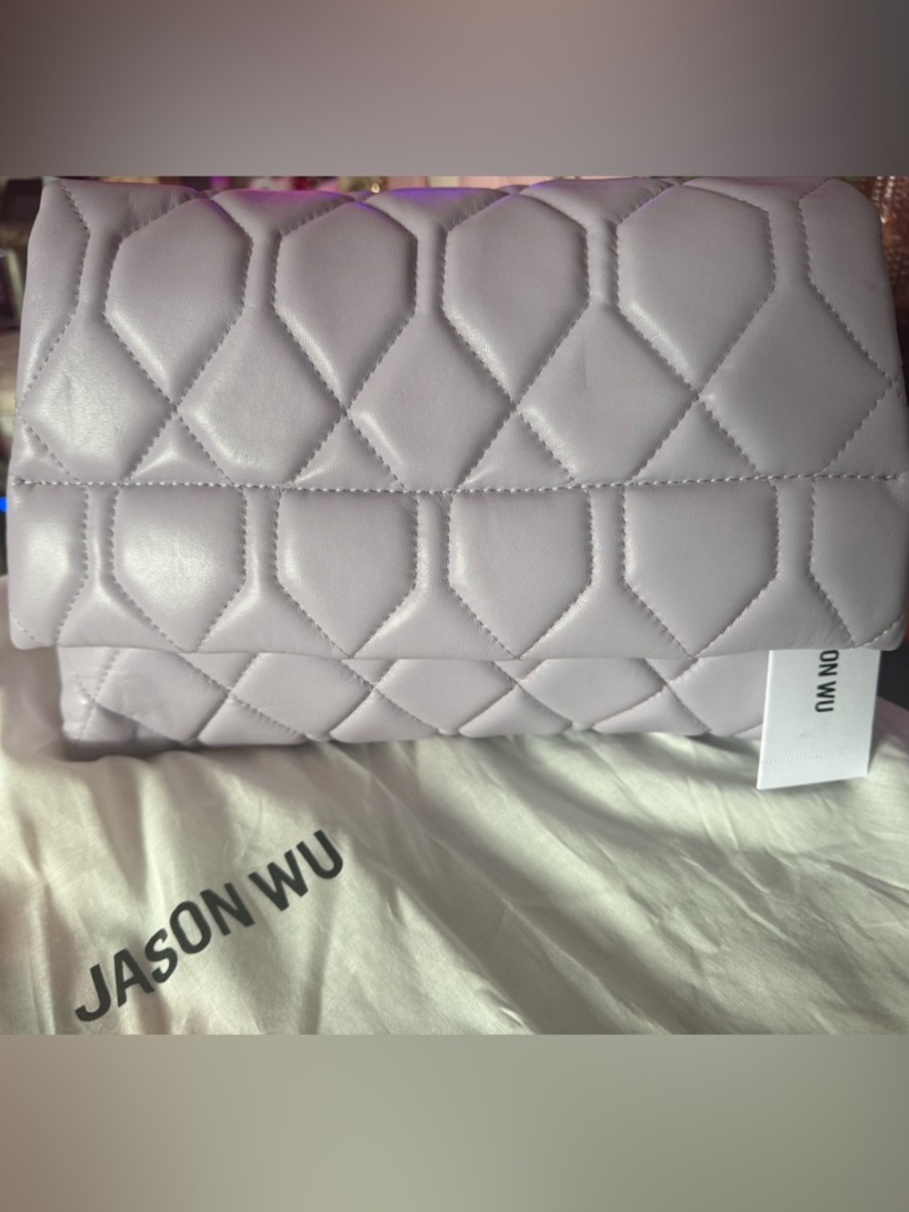 Jason Wu Lilac Quilted Leather Fold-Over Clutch